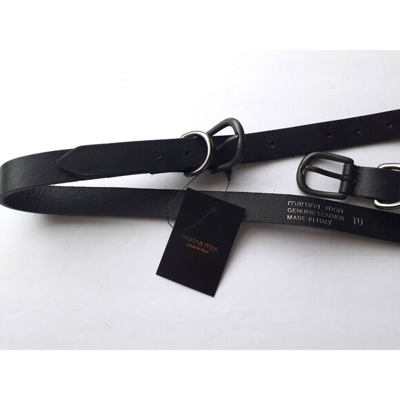 Martina Mori Genuine Leather Made in Italy TU Double Silver Buckle Belt NWT - Picture 10 of 13